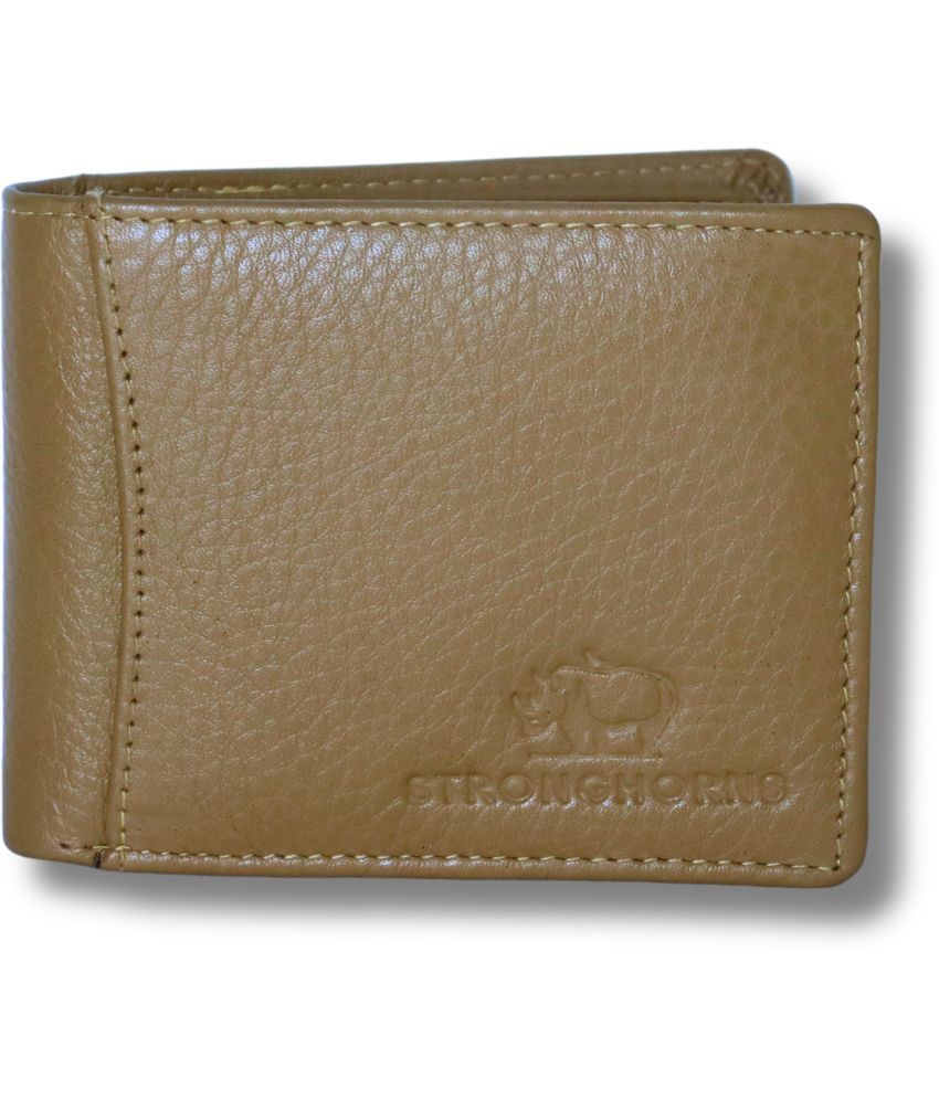     			STRONG HORNS 100% Leather Solid Men's Regular Wallet With 9 Slots For Card ( Beige , Pack of 1 )