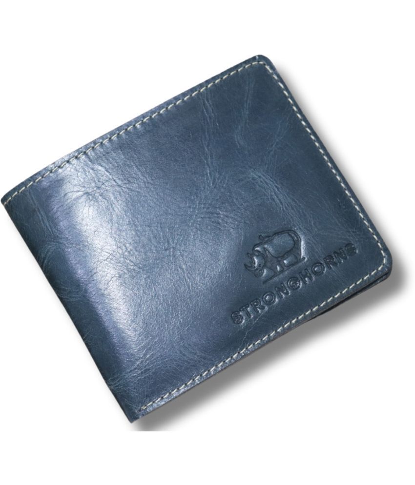     			STRONG HORNS 100% Leather Solid Men's Regular Wallet With 6 Slots For Card ( Blue , Pack of 1 )