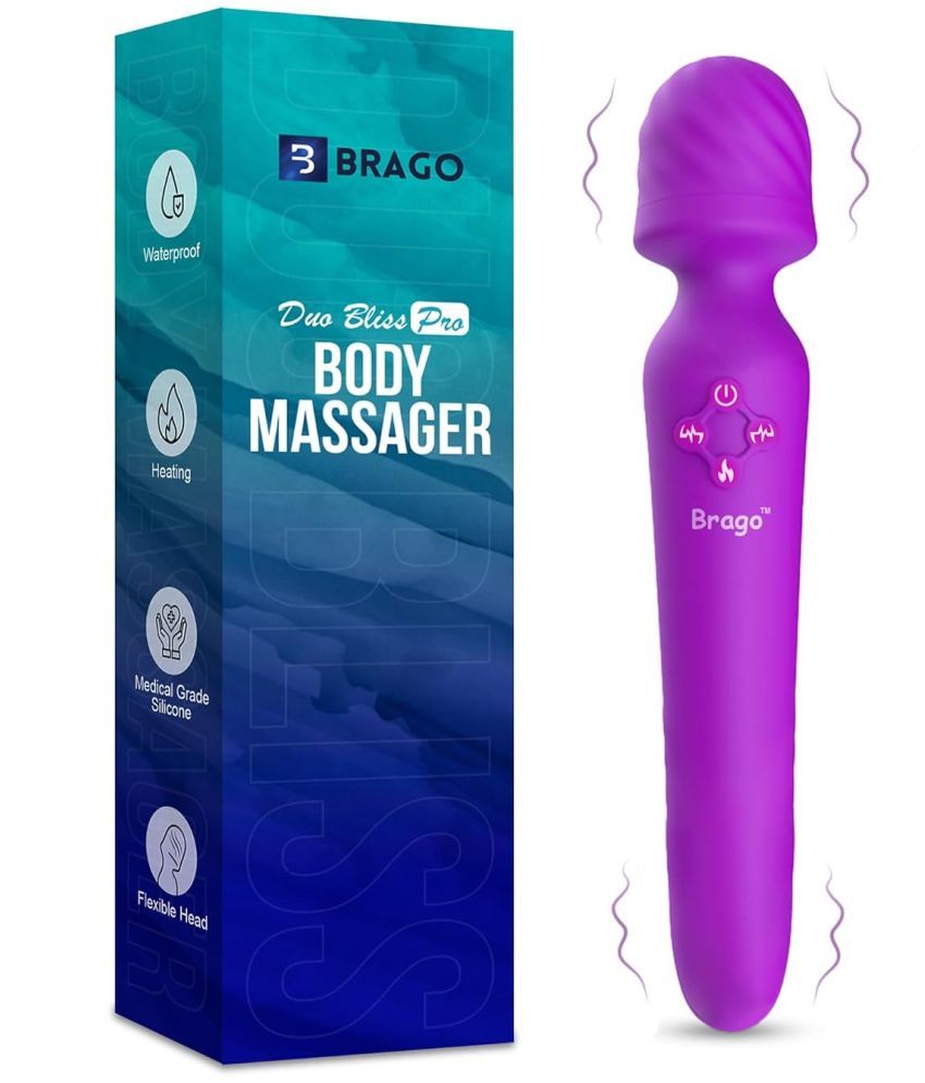     			Brago Body Massager Handheld Dual Head Massager for Pain Relief Relaxation, Rechargeable (DuoBliss Pro - Purple)