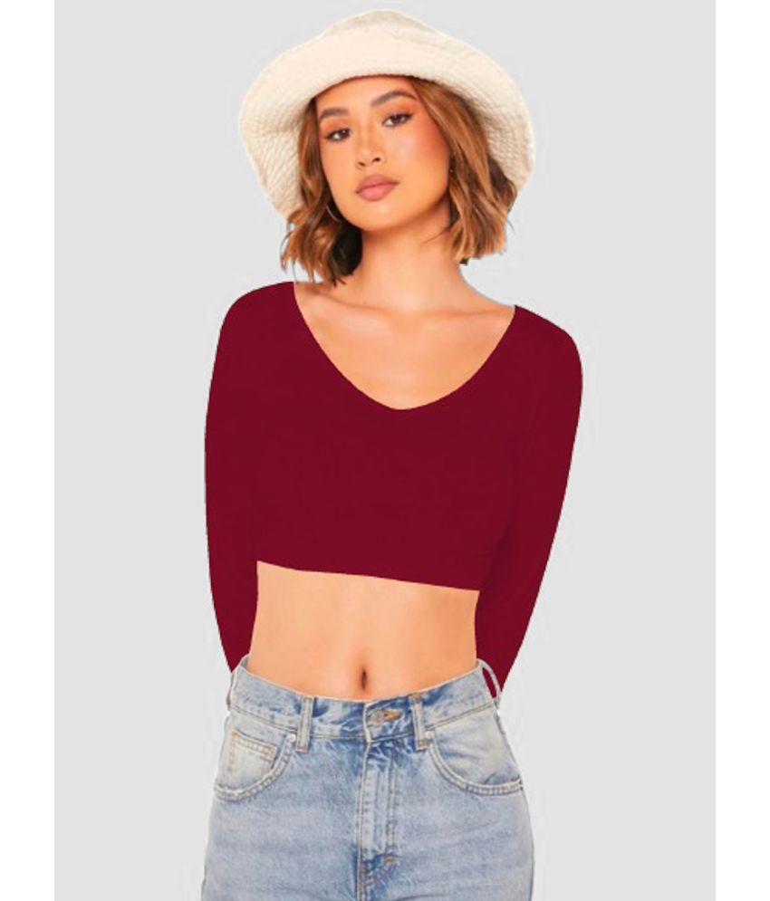     			Dream Beauty Fashion Maroon Polyester Women's Crop Top ( Pack of 1 )