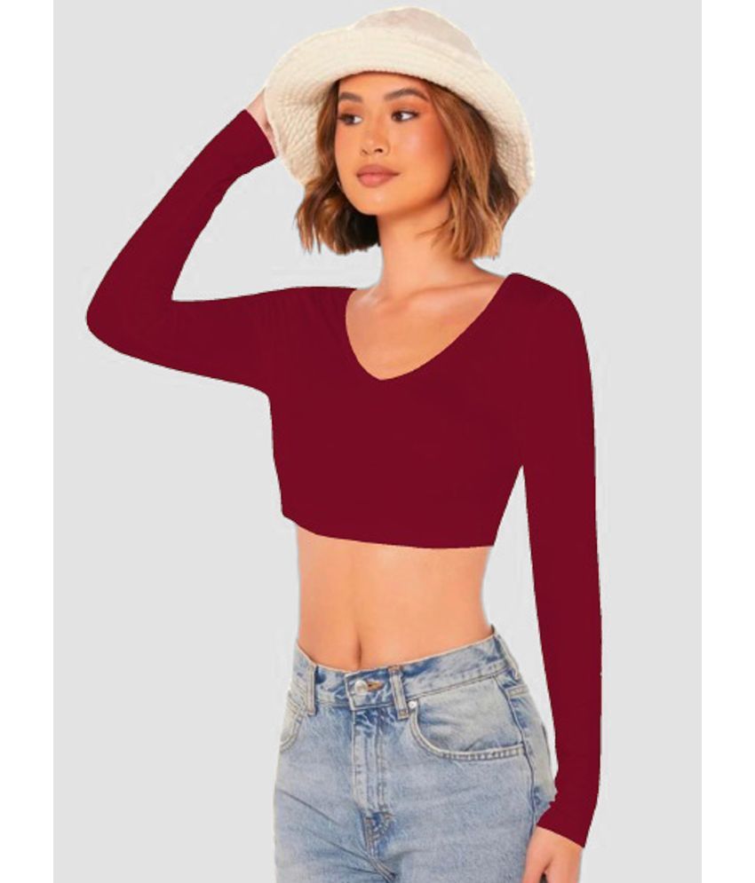     			Dream Beauty Fashion Maroon Polyester Women's Crop Top ( Pack of 1 )