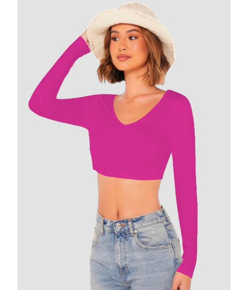     			Dream Beauty Fashion Pink Polyester Women's Crop Top ( Pack of 1 )