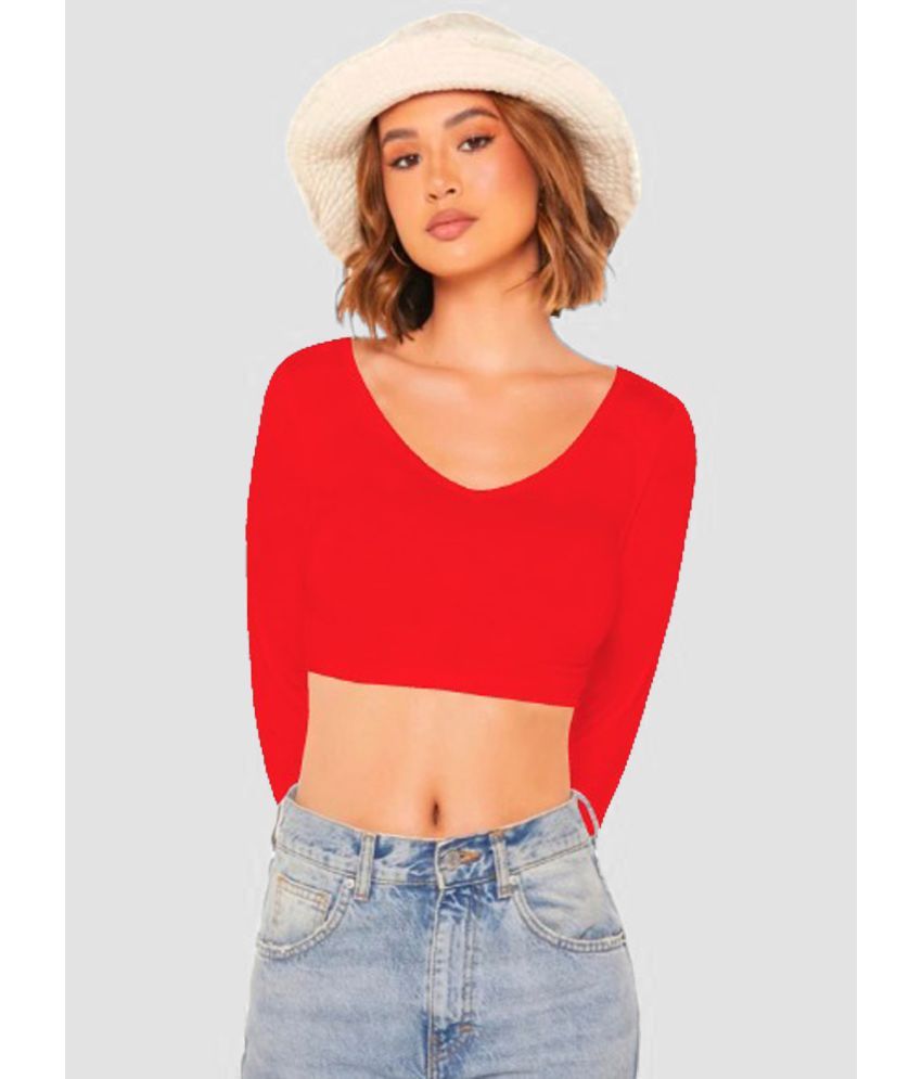     			Dream Beauty Fashion Red Polyester Women's Crop Top ( Pack of 1 )