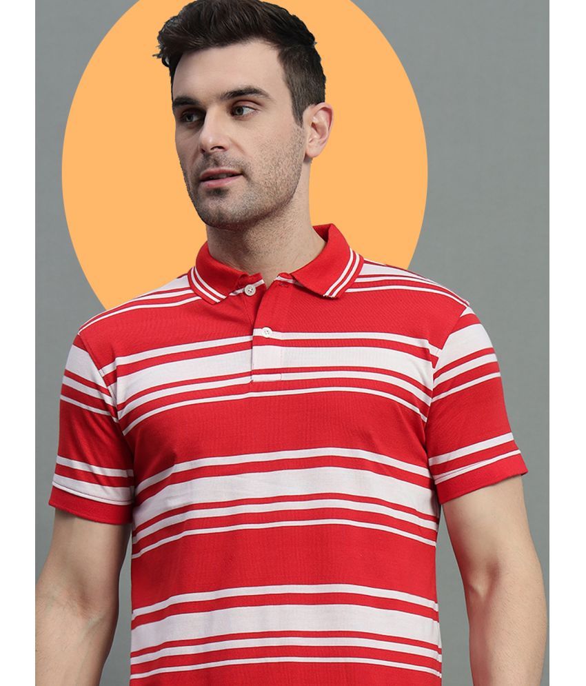     			GET GOLF Pack of 1 Cotton Blend Regular Fit Striped Half Sleeves Men's Polo T Shirt ( Red )