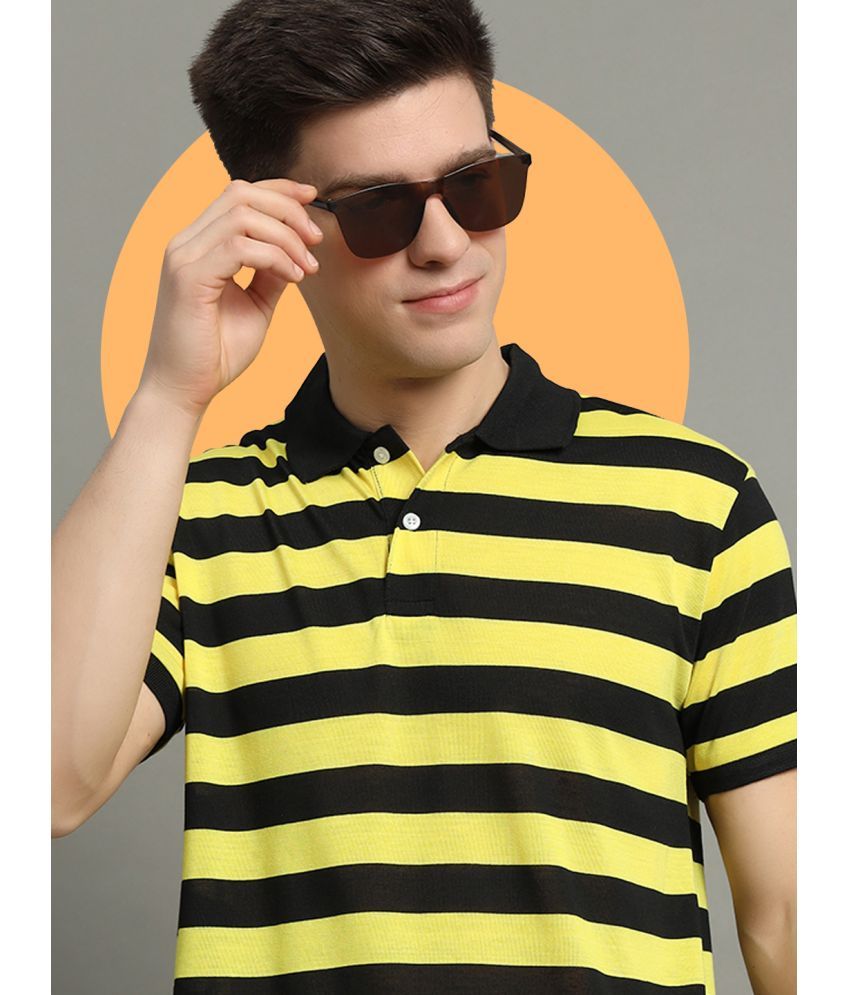     			GET GOLF Pack of 1 Cotton Blend Regular Fit Striped Half Sleeves Men's Polo T Shirt ( Yellow )