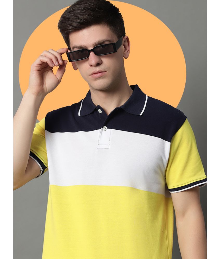     			GET GOLF Pack of 1 Cotton Blend Regular Fit Colorblock Half Sleeves Men's Polo T Shirt ( Yellow )