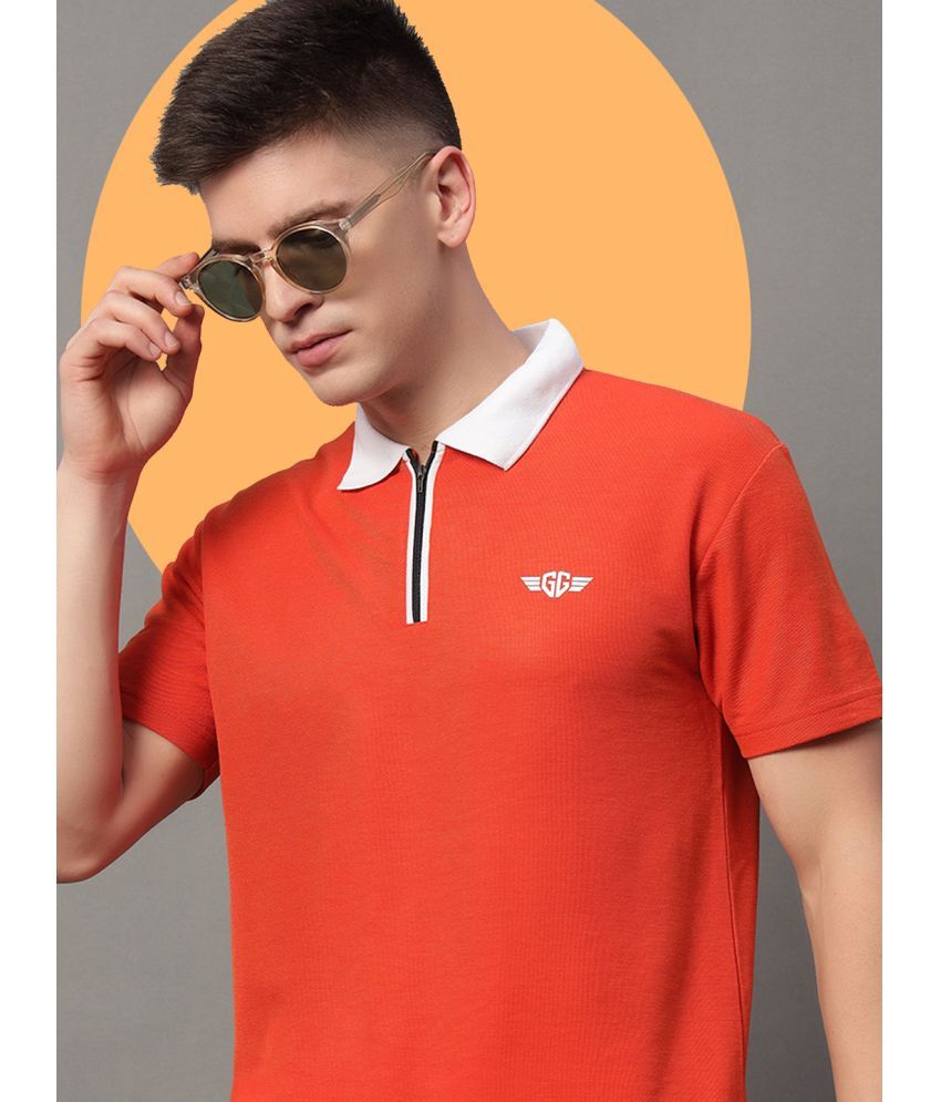     			GET GOLF Pack of 1 Cotton Blend Regular Fit Solid Half Sleeves Men's Polo T Shirt ( Orange )