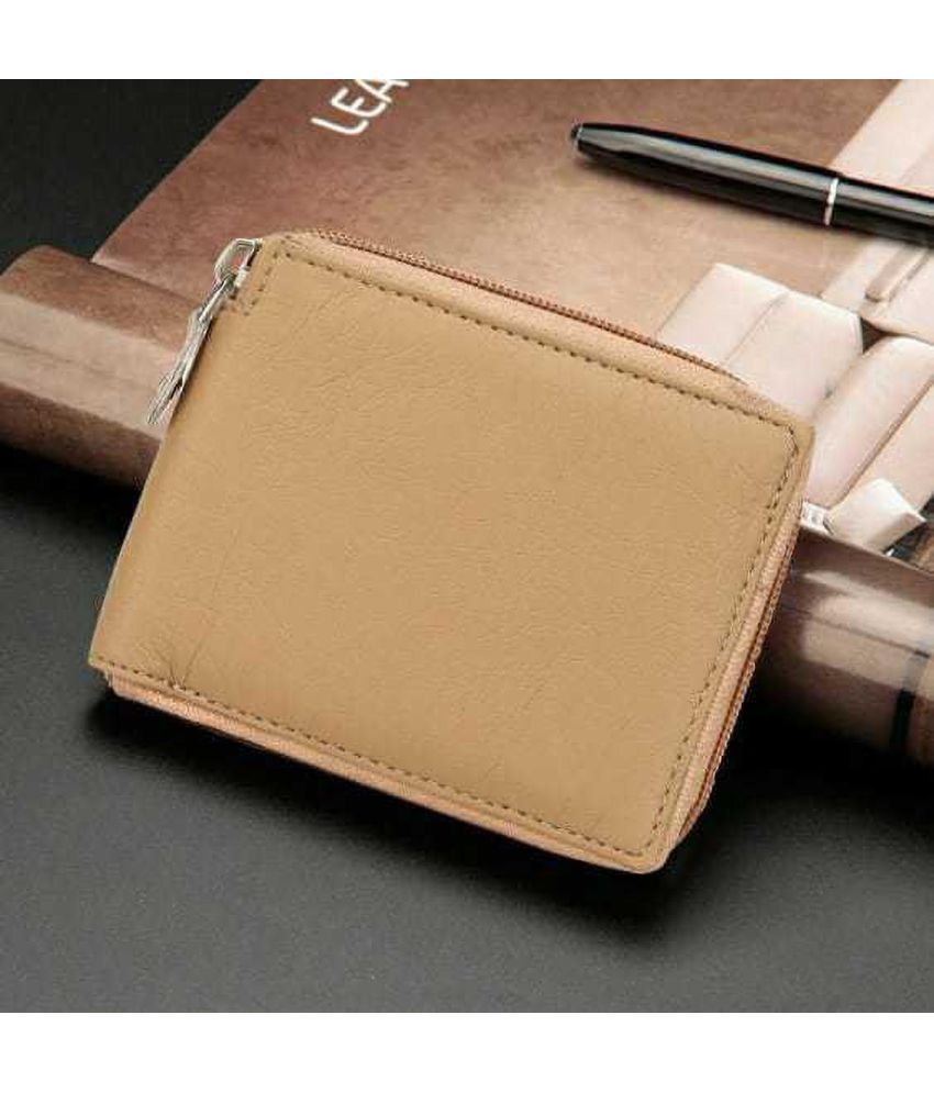     			Sonrisa PU Solid Men's Regular Wallet With 10 Slots For Card ( Beige , Pack of 1 )