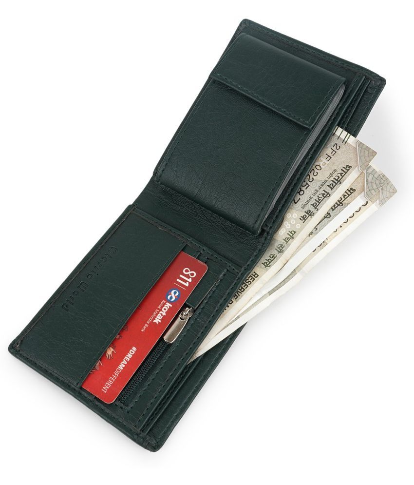     			Sonrisa PU Solid Men's Regular Wallet With 9 Slots For Card ( Green , Pack of 1 )