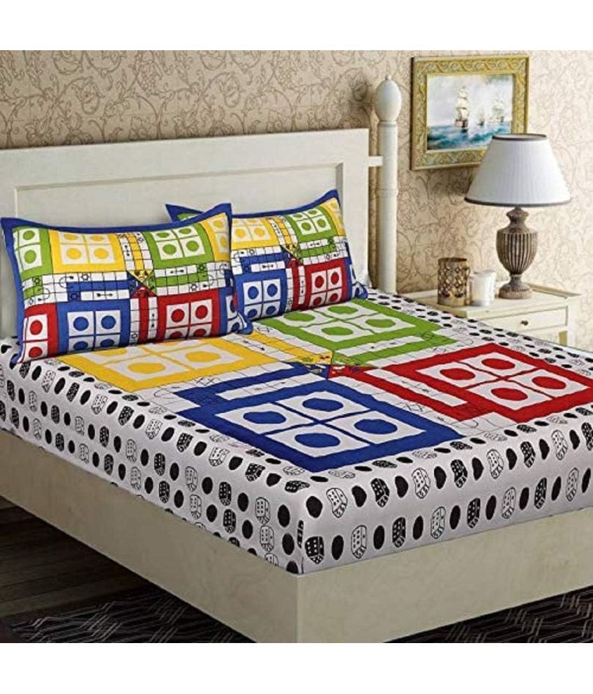     			DESHBANDHU DBK Cotton 1 Double Bedsheet with 2 Pillow Covers ( Multicolor )