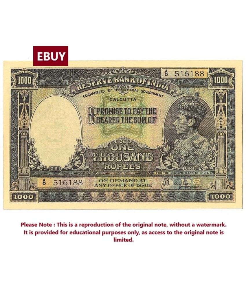     			Extremely Rare Big 1000 Rupees, Signed By J.B Taylor, British India High Quality, Reproduction of old Note Collection