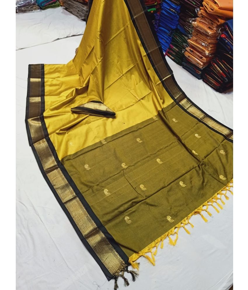     			FAB SILK Cotton Silk Woven Saree With Blouse Piece ( Yellow , Pack of 1 )