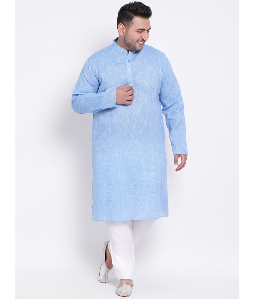     			Hangup Blue Linen Regular Fit Men's Kurta Pyjama Set ( Pack of 1 )