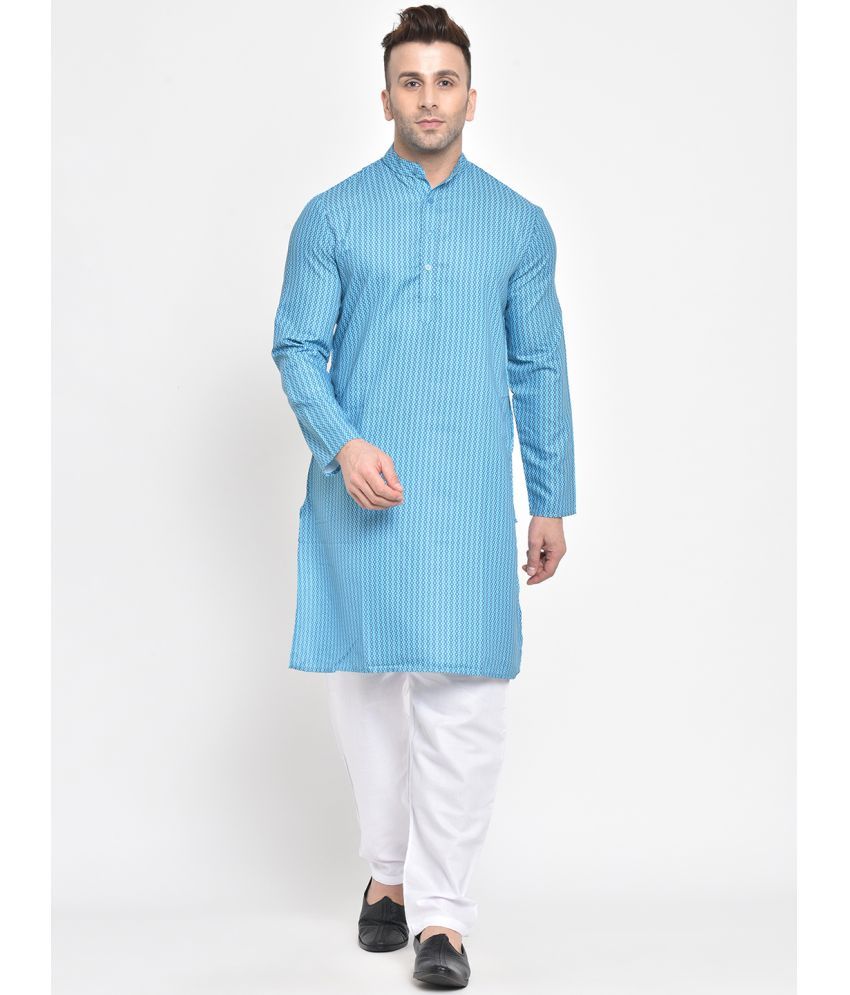     			Hangup Blue Silk Regular Fit Men's Kurta Pyjama Set ( Pack of 1 )