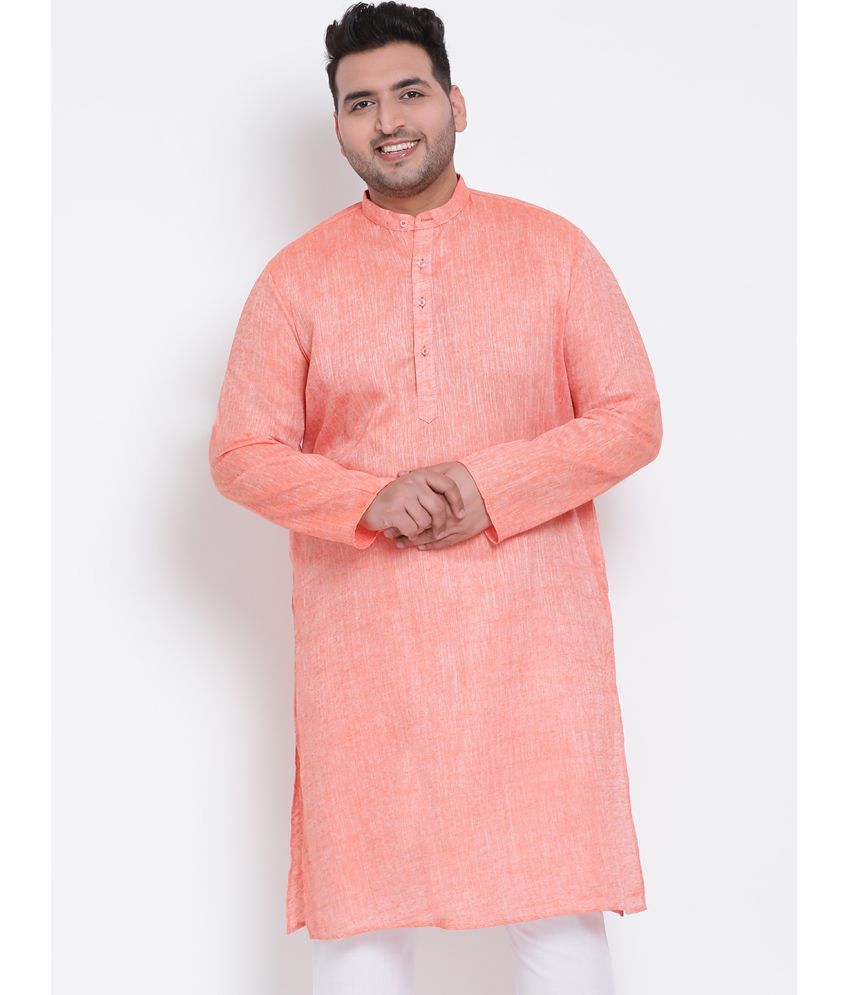     			Hangup Orange Linen Men's Regular Kurta ( Pack of 1 )