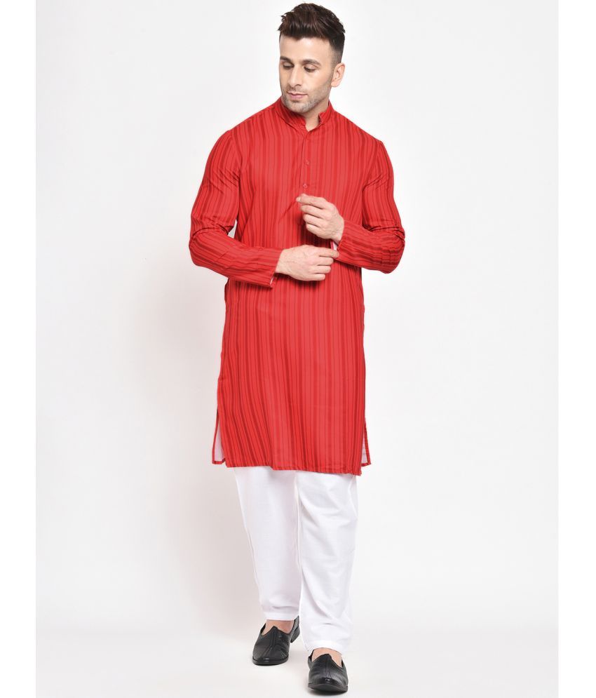     			Hangup Red Rayon Regular Fit Men's Kurta Pyjama Set ( Pack of 1 )