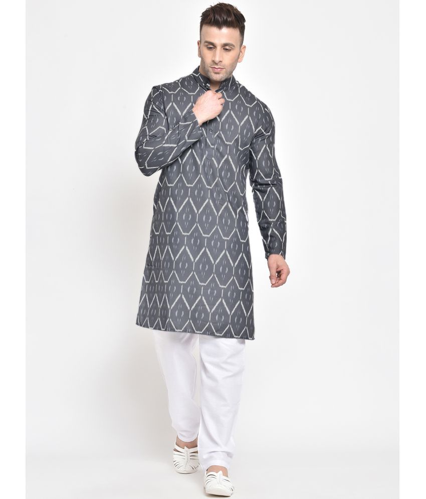     			Hangup Silver Rayon Regular Fit Men's Kurta Pyjama Set ( Pack of 1 )