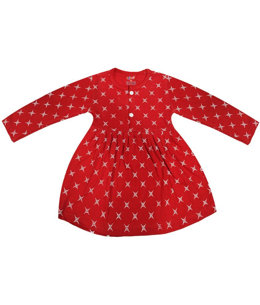     			INFANT Pack of 1 Baby Girls Cotton Dress ( Red )