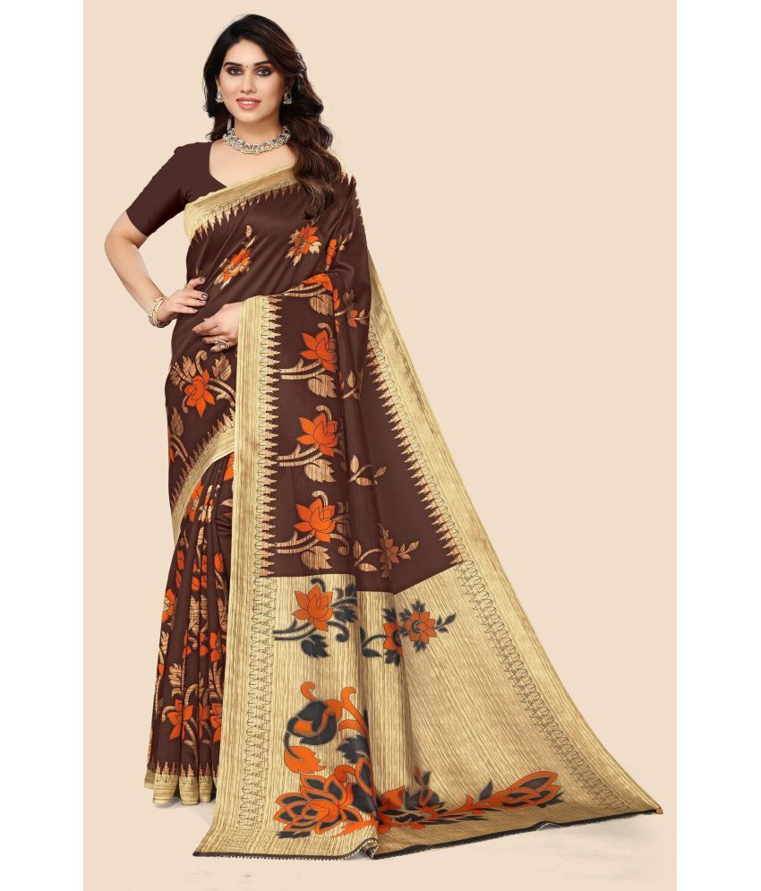     			Kanooda Prints Art Silk Printed Saree With Blouse Piece ( Multicolor , Pack of 1 )