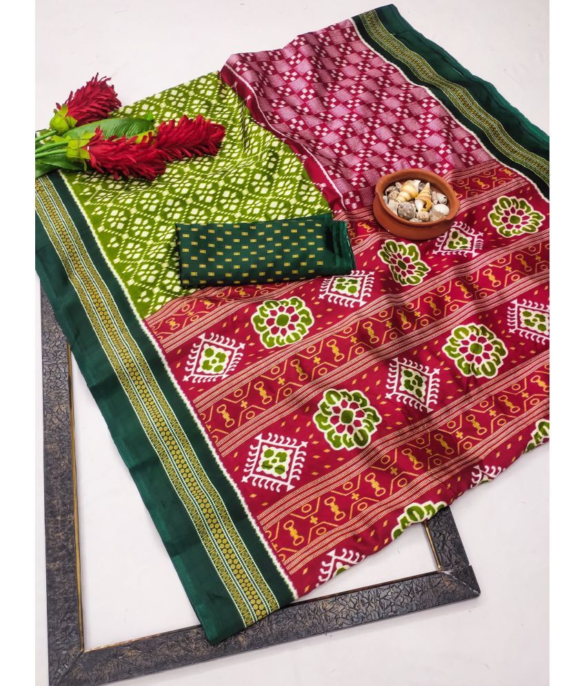     			Kanooda Prints Art Silk Woven Saree With Blouse Piece ( Green , Pack of 1 )