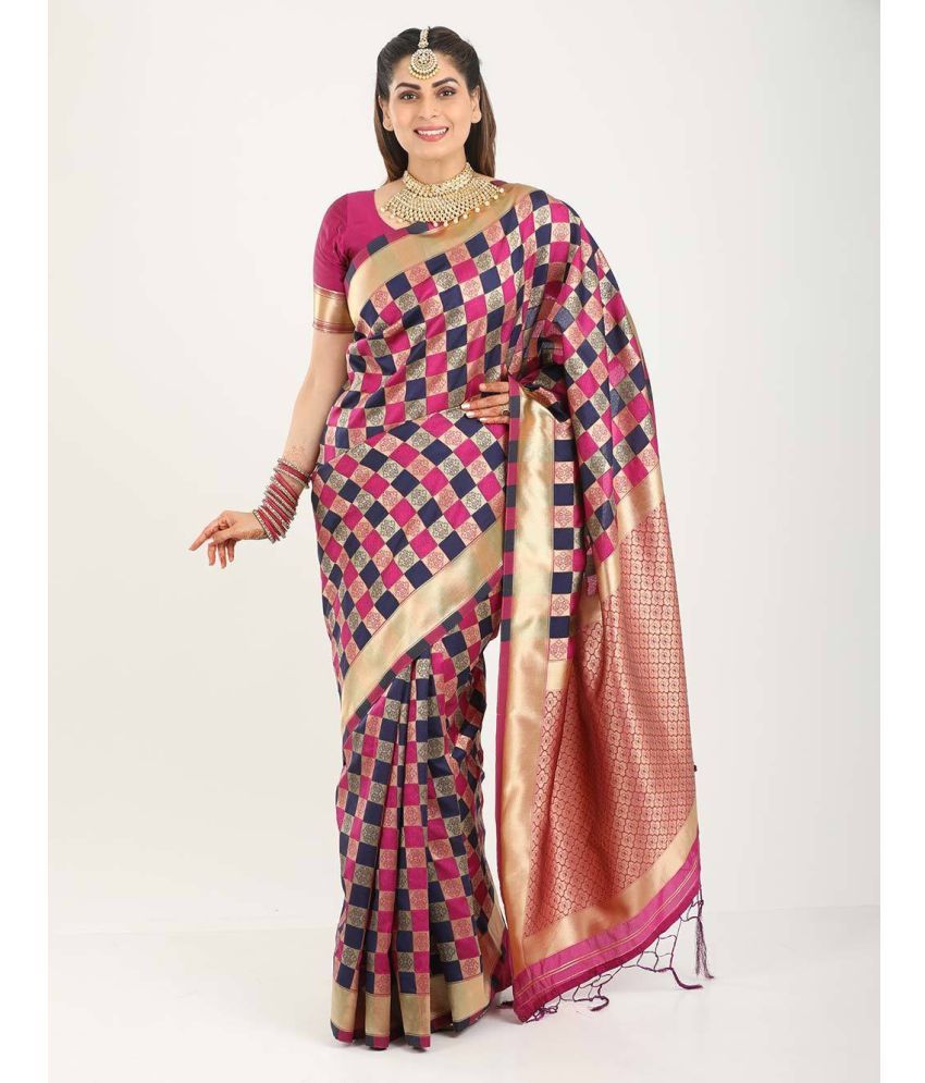     			Kanooda Prints Cotton Silk Woven Saree With Blouse Piece ( Multicolor , Pack of 1 )