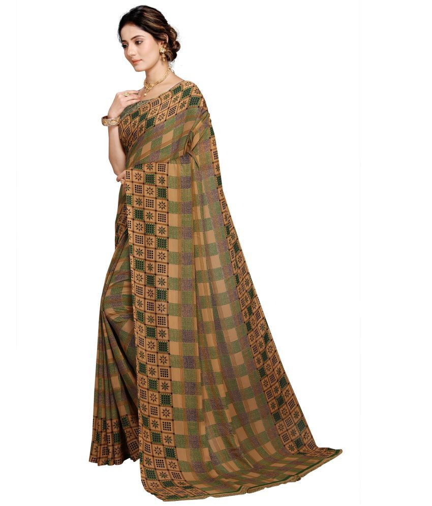     			Kanooda Prints Georgette Printed Saree With Blouse Piece ( Light Green , Pack of 1 )