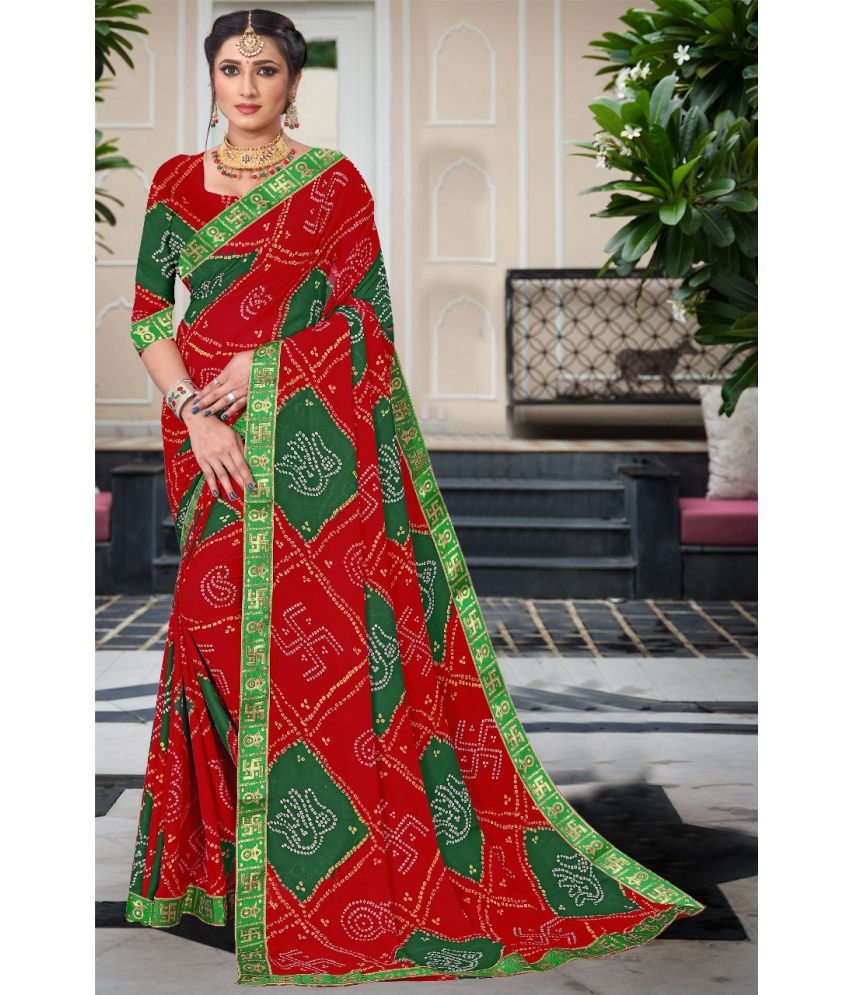     			Kanooda Prints Georgette Printed Saree With Blouse Piece ( Multicolor , Pack of 1 )