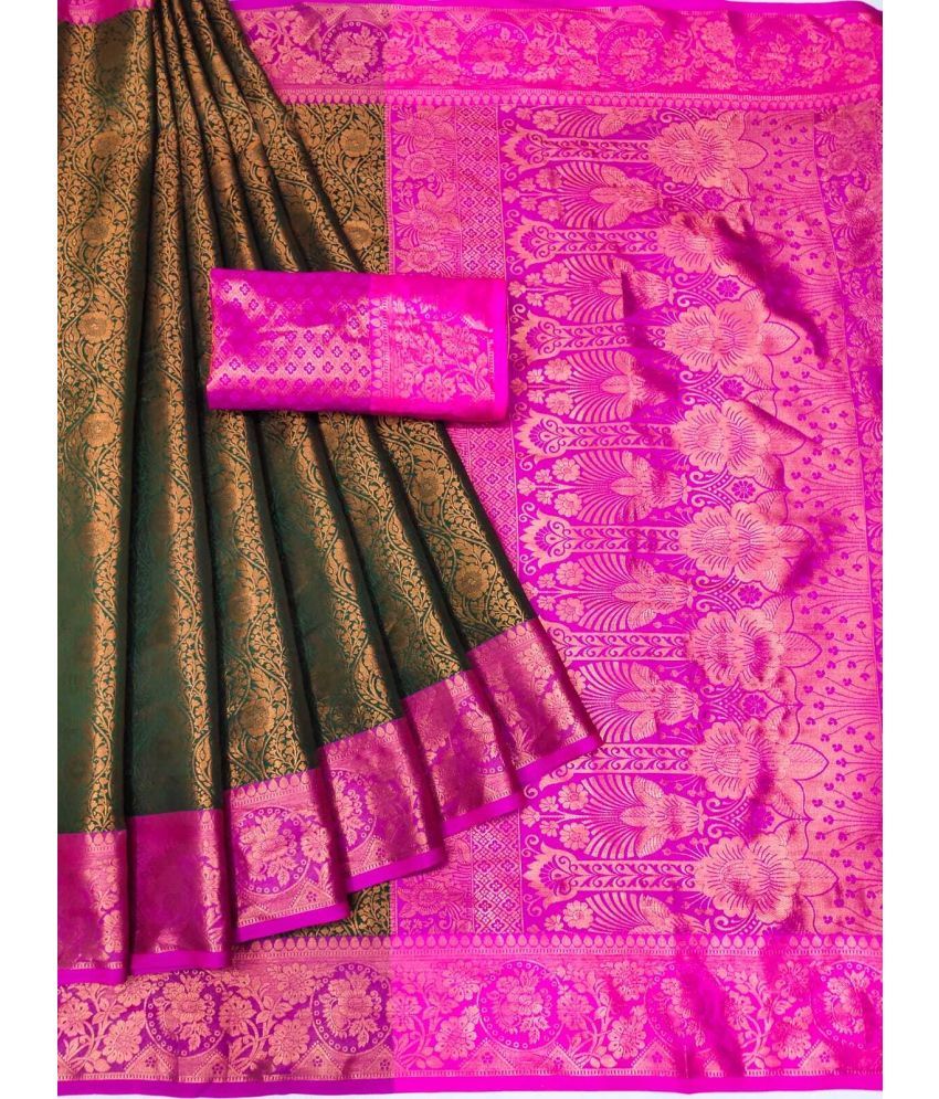     			Kanooda Prints Jacquard Woven Saree With Blouse Piece ( Multicolor , Pack of 1 )