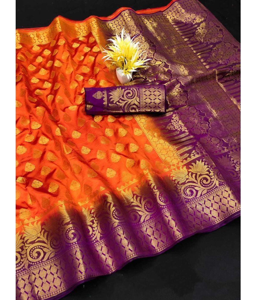     			Kanooda Prints Jacquard Woven Saree With Blouse Piece ( Multicolor , Pack of 1 )