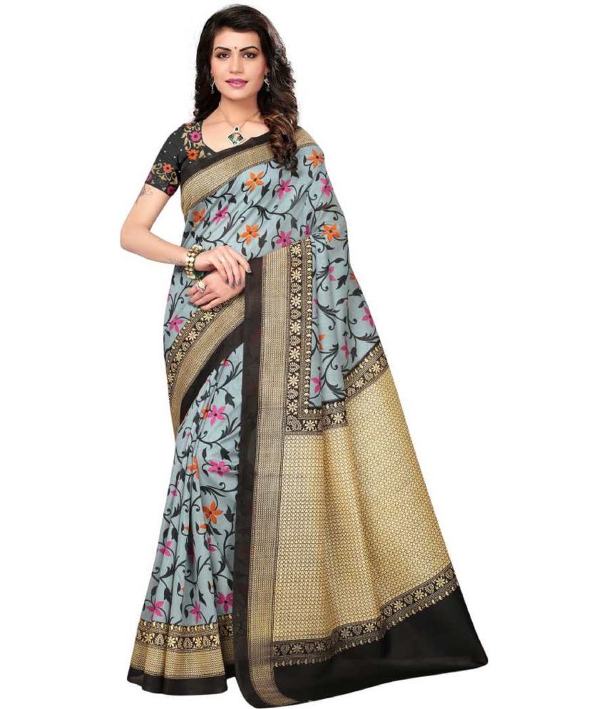     			Kanooda Prints Silk Blend Self Design Saree With Blouse Piece ( Multicolor , Pack of 1 )