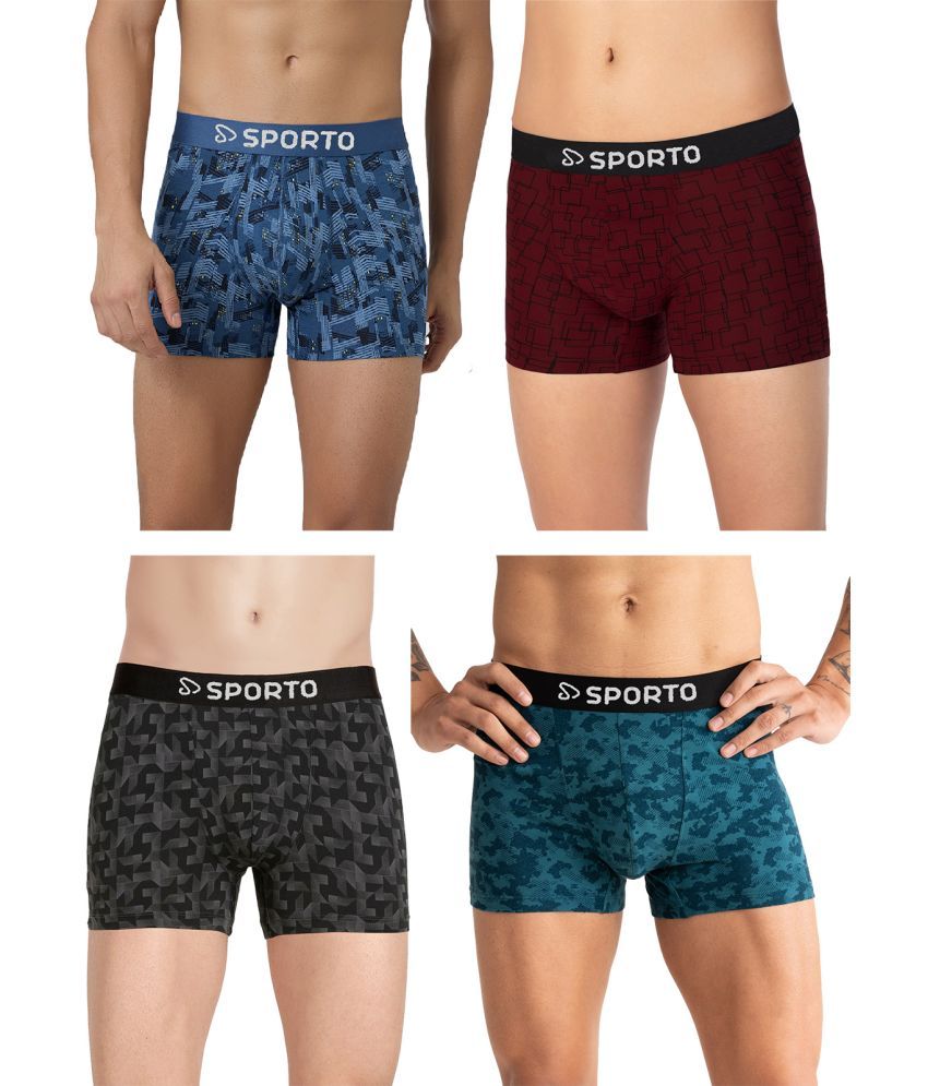     			Macho Sporto Pack of 4 Cotton Trunks For Men's ( Multicolor )