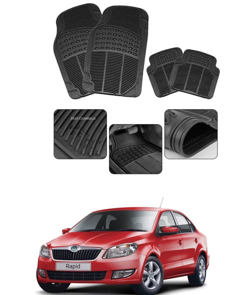     			RONISH Car Rubber Mat (Set Of 4) Foot Mat For Skoda Rapid