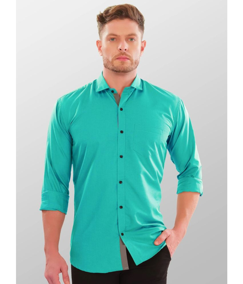     			VERTUSY Cotton Blend Regular Fit Solids Full Sleeves Men's Casual Shirt - Turquoise ( Pack of 1 )