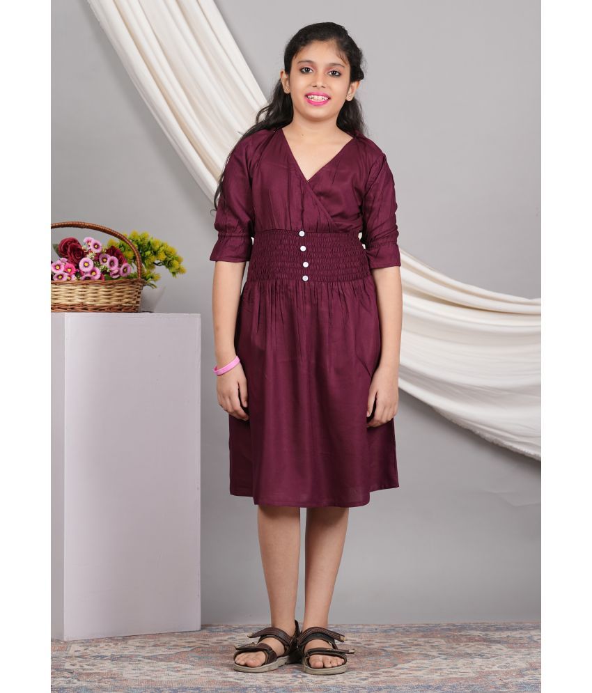     			Yash Gallery Rayon Dress For Girls ( Pack of 1 , Maroon )