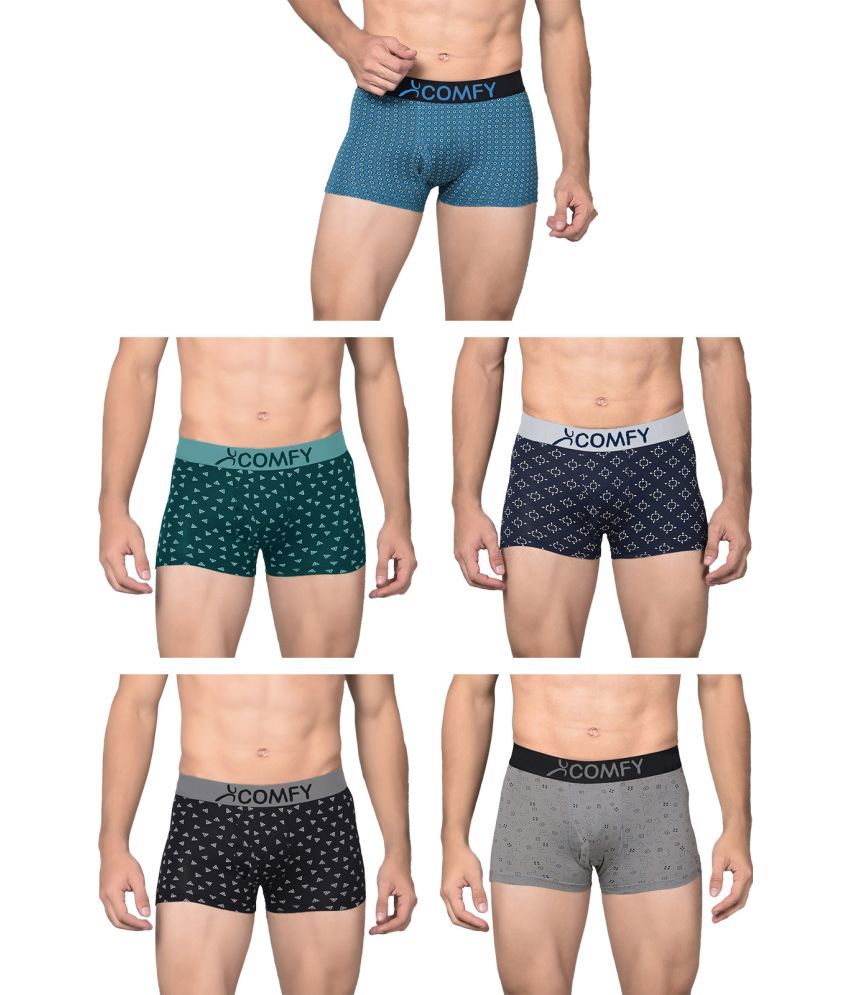     			Amul comfy Pack of 5 Cotton Trunks For Men's ( Multicolor )