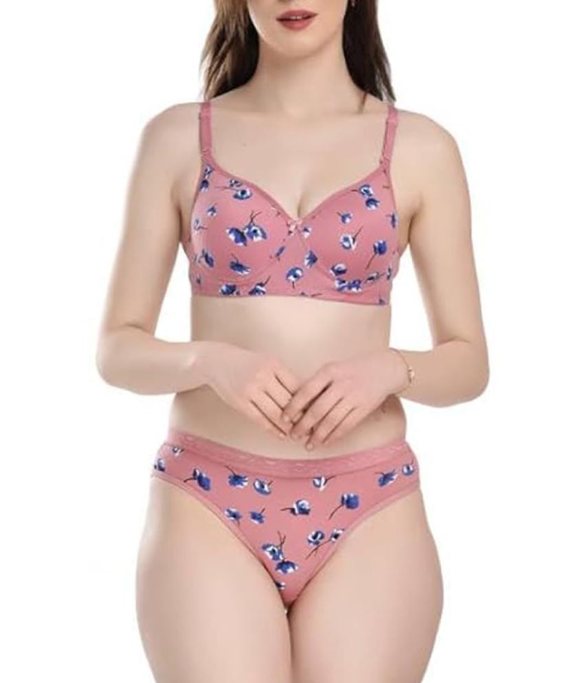     			Arc de Shapes Pack of 1 Cotton Bra & Panty Set For Women ( Pink )