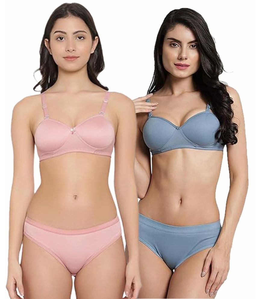     			Arc de Shapes Pack of 2 Cotton Bra & Panty Set For Women ( Multicolor1 )