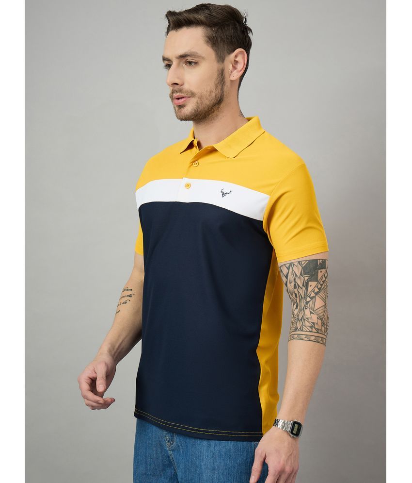     			BRONATION Pack of 1 Cotton Blend Regular Fit Colorblock Half Sleeves Men's Polo T Shirt ( Mustard )