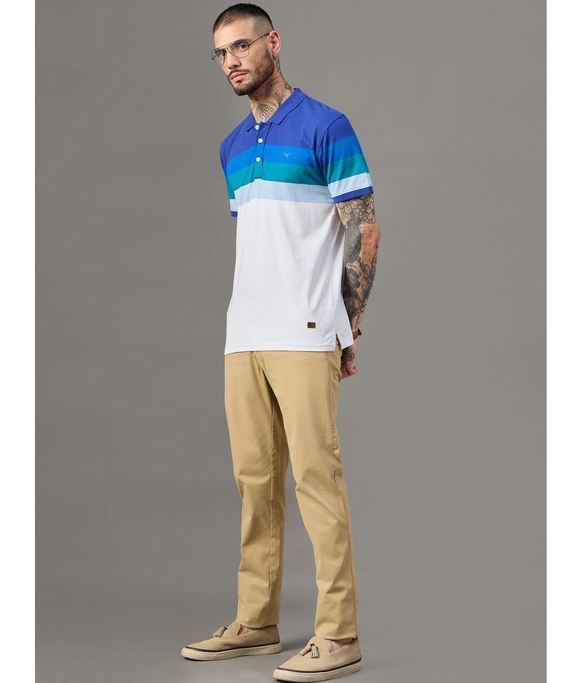     			BRONATION Pack of 1 Cotton Blend Regular Fit Colorblock Half Sleeves Men's Polo T Shirt ( White )