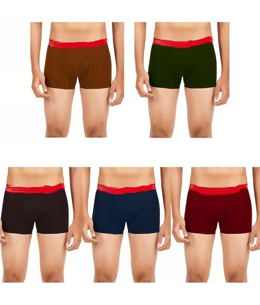     			Cavenders Pack of 5 Cotton Blend Trunks For Men's ( Multicolor )