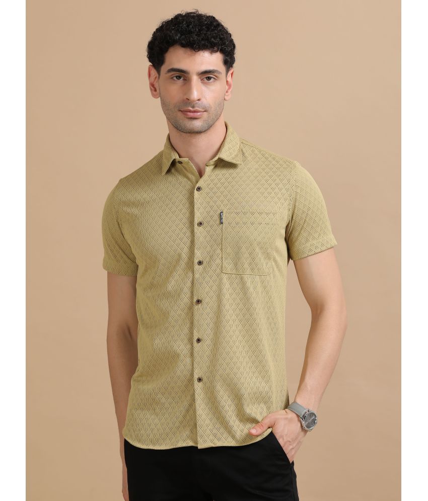     			Cool Colors 100% Cotton Slim Fit Printed Half Sleeves Men's Casual Shirt - Khaki ( Pack of 1 )