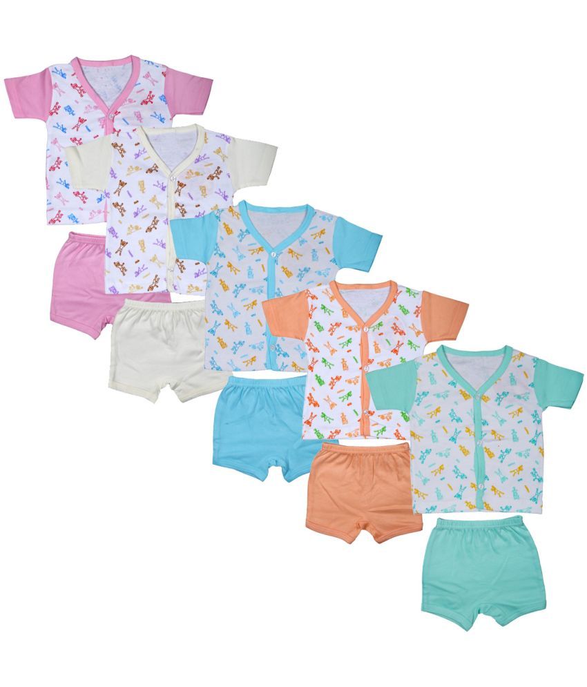     			JUST TRY FASHION Pack of 5 Unisex for Baby Cotton T-shirt & Shorts ( Multicolor 6 )