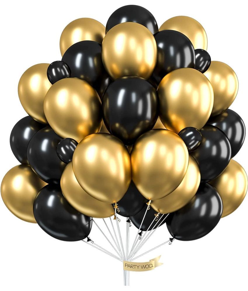     			PartyBooms 10 inch Chrome Balloons for Birthday Decoration, Decoration for Weddings, Engagement, Anniversary - (Silver & Gold) (Pack Of 25)