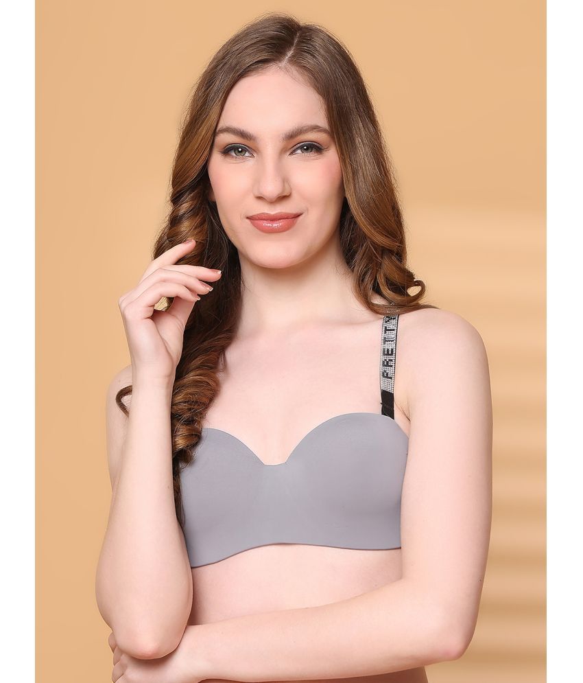     			PrettyCat Pack of 1 Polyester Lightly Padded Balconette Bra For Women ( Light Grey )