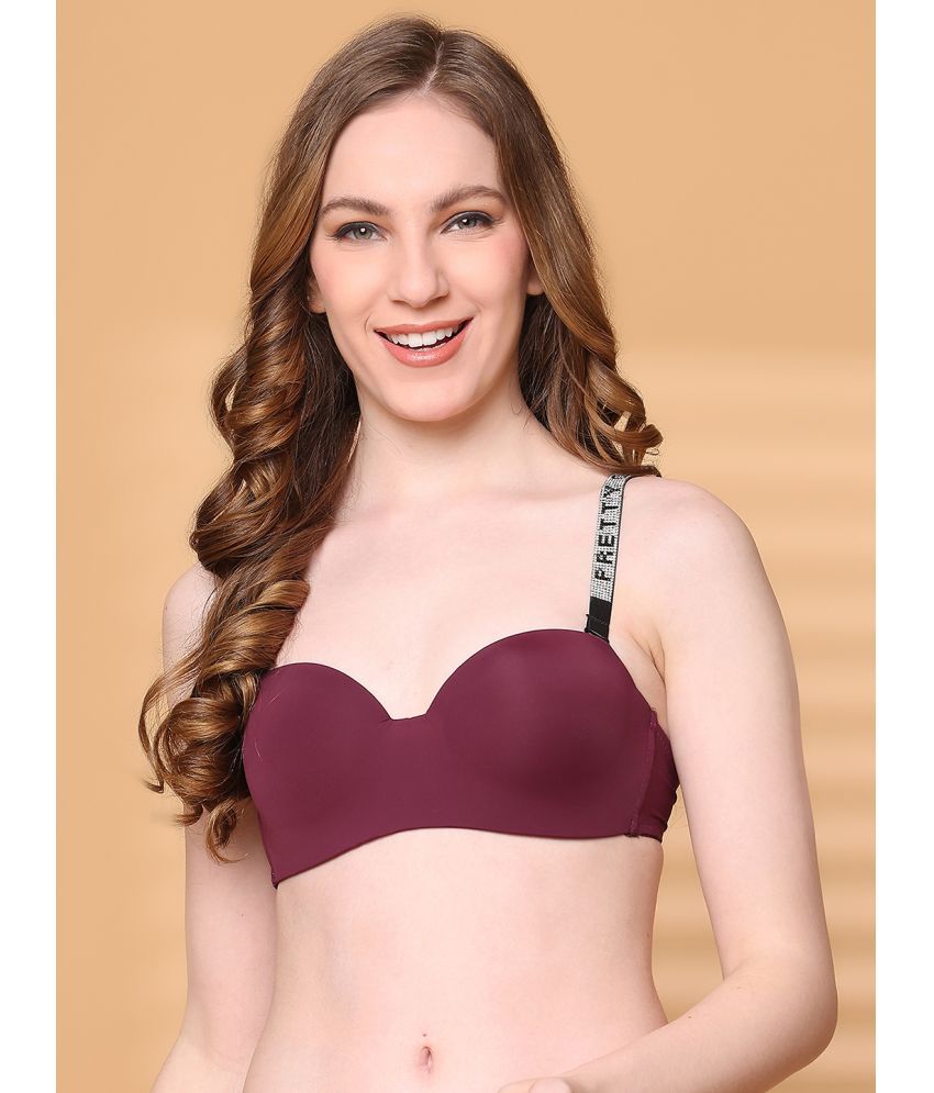     			PrettyCat Pack of 1 Polyester Lightly Padded Balconette Bra For Women ( Wine )