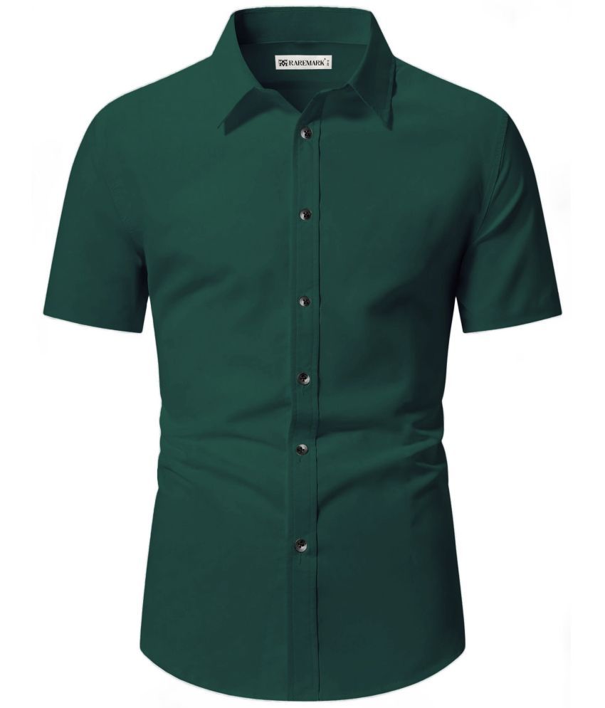     			RAREMARK Cotton Blend Slim Fit Solids Full Sleeves Men's Casual Shirt - Green ( Pack of 1 )