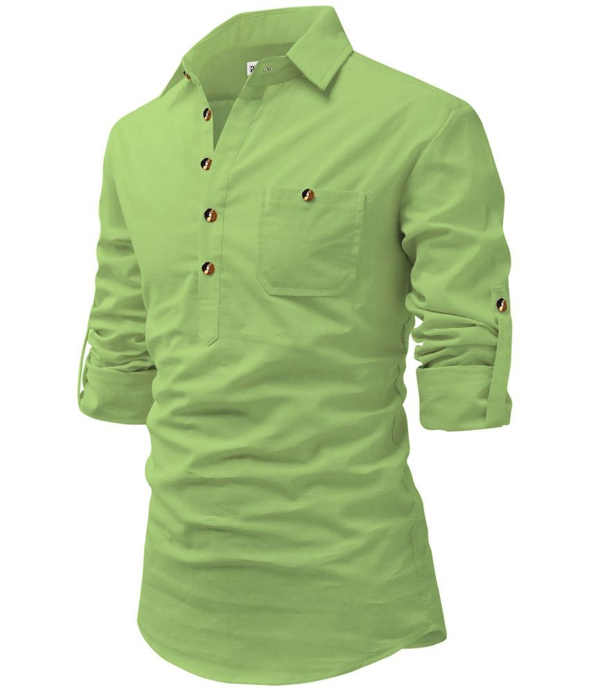     			RAREMARK Light Green Cotton Men's Regular Kurta ( Pack of 1 )