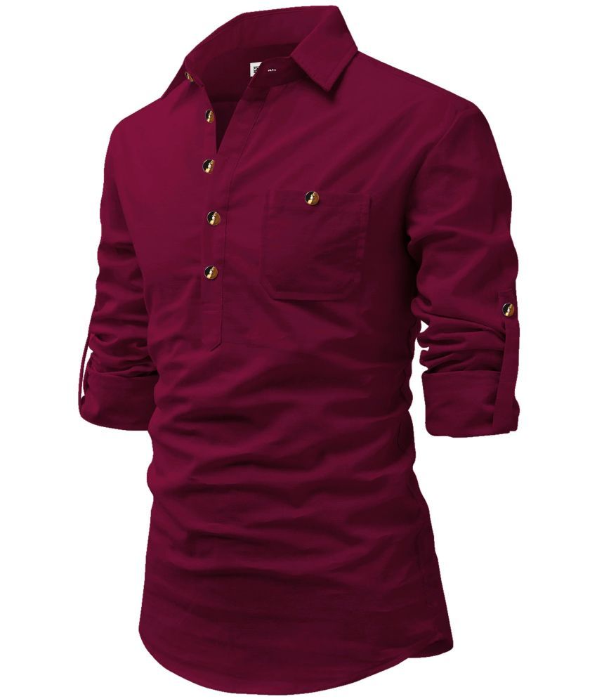     			RAREMARK Maroon Cotton Men's Regular Kurta ( Pack of 1 )