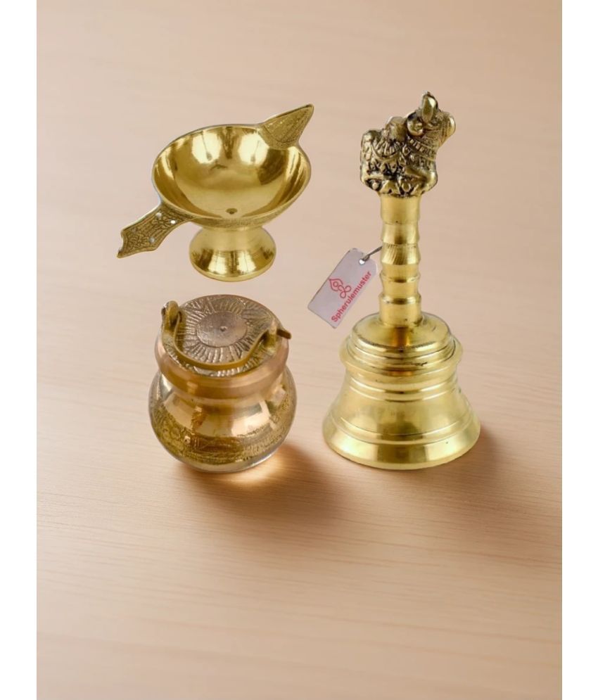     			Spherulemuster Pooja Bell Brass Pooja Combo ( Pack of 3 )