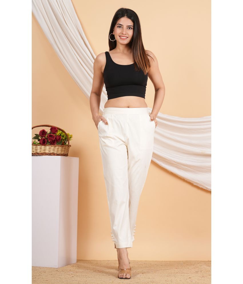     			Yash Gallery Pack of 1 Lycra Regular Women's Casual Pants ( Off White )